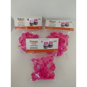 LOT of 3 Makery Halloween‎ Cupcake Rings Spiders 36 total PINK NEW